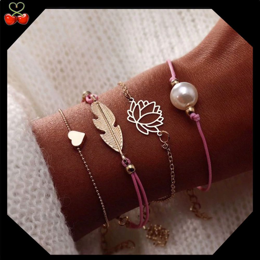 ๐ Last PINK Lotus ๐ฎ Pearl Bracelet Set - Last One! - Picture 1 of 3